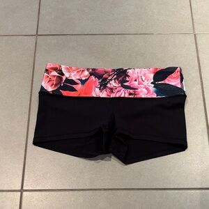 lululemon athletica Black and Pink Floral Women's Athletic Shorts